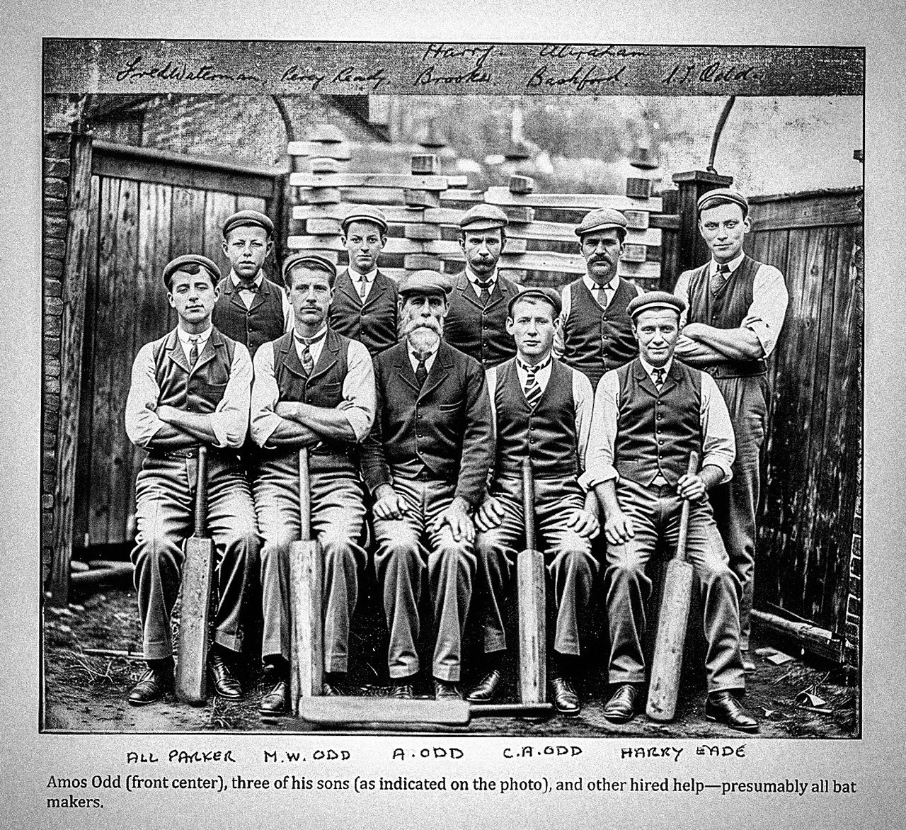 Amos Odd, members of the Odd family and cricket-bat makers